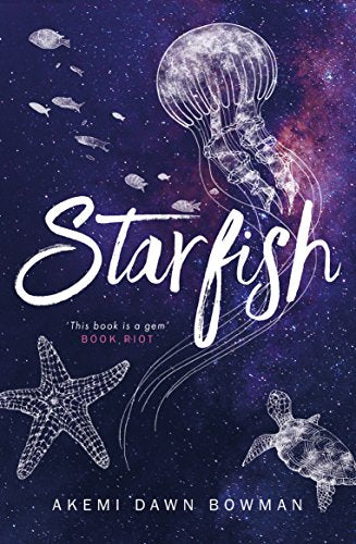 Book cover: "Starfish" with jellyfish, starfish, and turtle illustrations.
