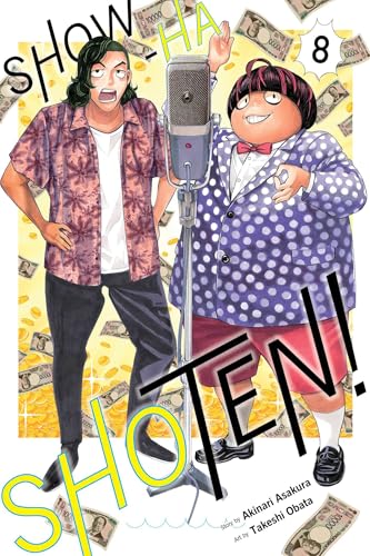 Manga cover: two men with a microphone, money background, text “SHOW-HA SHOTEN!”.