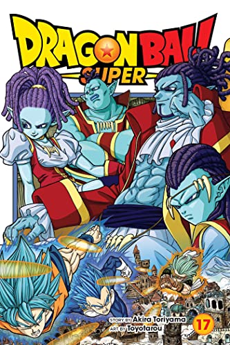 Dragon Ball Super volume 17 manga cover featuring blue-skinned characters and fighting Goku and Vegeta.