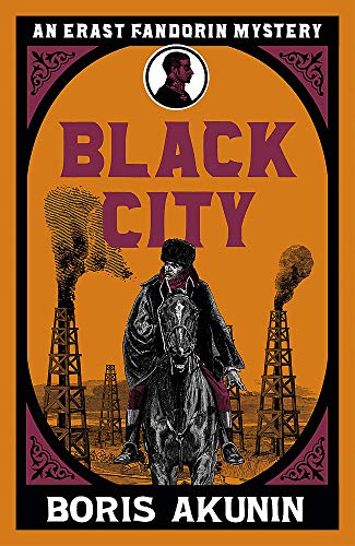Book cover: “Black City” with a man on horseback in an oilfield.