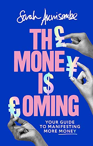 Book cover with hands holding currency symbols over bright text.