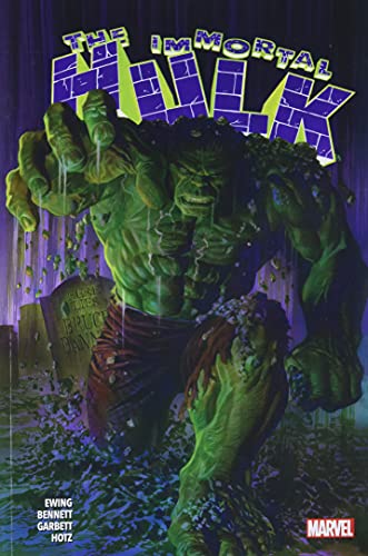The Immortal Hulk emerges from a grave in a dark, rain-swept cemetery.