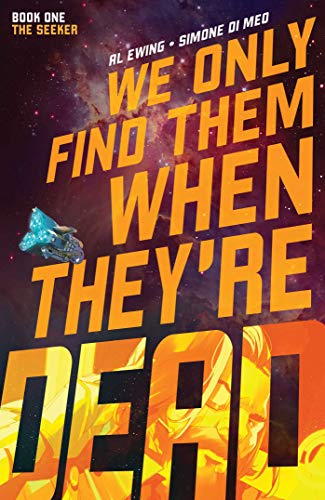 Comic book cover with spaceship, bold text, and fiery, abstract figure.