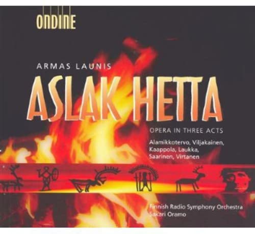 CDL CD cover for Aslak Hetta opera featuring flames and indigenous cave-style art.