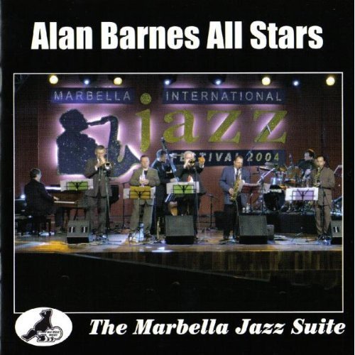 "CD cover with a jazz band performing on stage at Marbella International Jazz Festival."