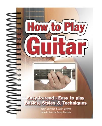 Spiral-bound guitar instruction book cover with hand on fretboard.