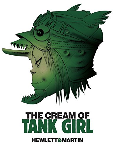 Green-toned illustration of Tank Girl in a large helmet, book title below.