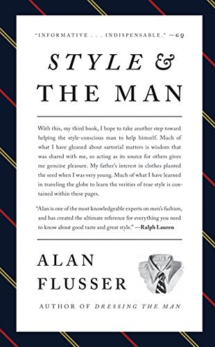 Book cover: "Style and the Man" by Alan Flusser, with tie illustration.