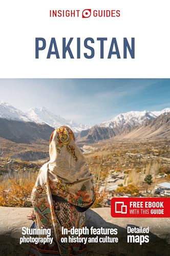 Travel guide cover for Pakistan with a woman viewing a mountain landscape.