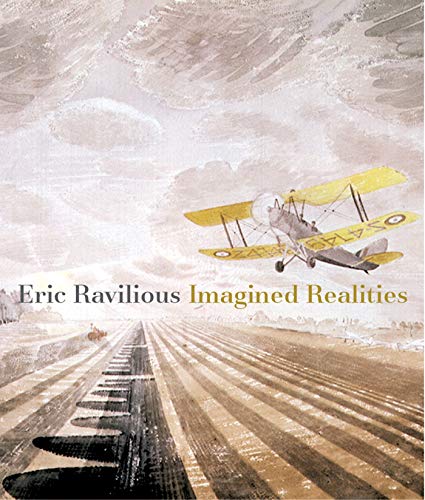Biplane flying over a long railway track in a watercolor painting.