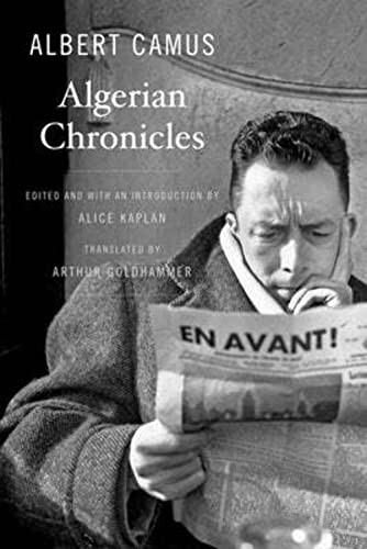 Book cover: "Algerian Chronicles" by Albert Camus with a portrait.