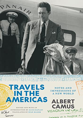 Book cover with a black-and-white photo of Albert Camus standing by a Panair airplane.