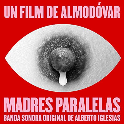 Album cover for Madres Paralelas featuring a monochrome nipple on a red background.