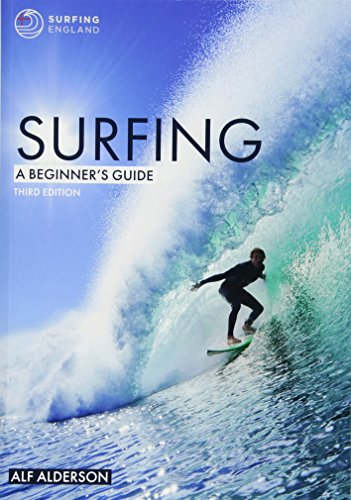 Book cover: "Surfing - A Beginner's Guide" with surfer riding a wave.