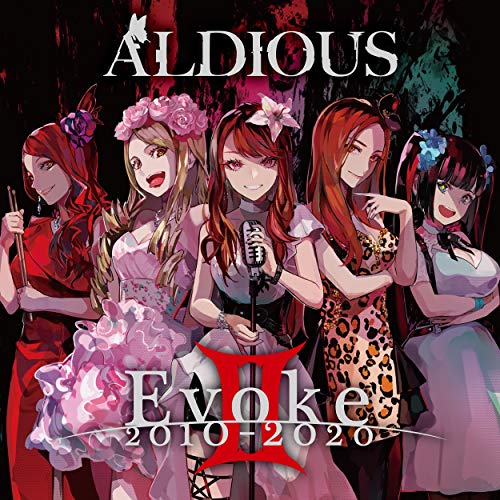 Aldious band album cover: five anime women with flowers, red text.