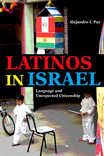 Book cover featuring children, colorful paper lanterns, and title “Latinos in Israel.”
