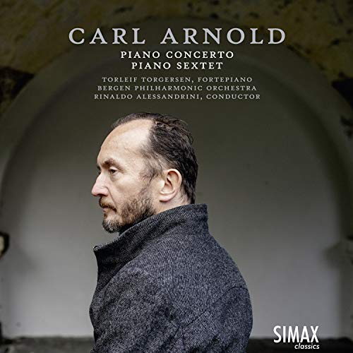 "CD cover featuring a man in a gray sweater, arched background, white text."