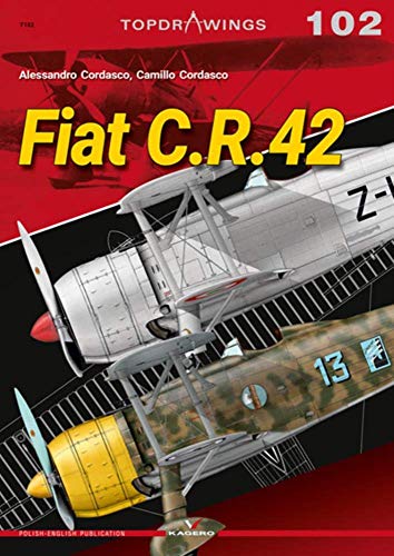 Cover of “Fiat C.R.42” book featuring a silver and yellow biplane.