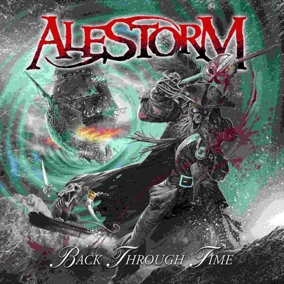 Alestorm album cover: pirate with sword, ship, and swirling green energy.