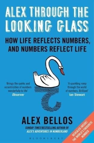 Book cover: "Alex Through the Looking-Glass" with a white swan illustration.