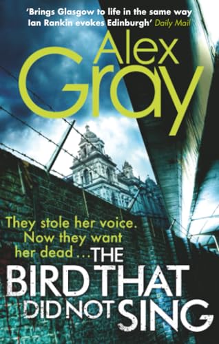 Book cover: Glasgow cityscape under stormy sky, title “The Bird That Did Not Sing.”