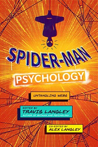 Book cover: "Spider-Man Psychology" with comic book style web and Spider-Man silhouette.