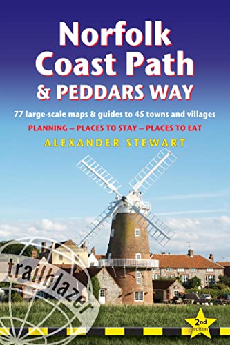 Book cover: Norfolk Coast Path & Peddars Way guide with windmill image.