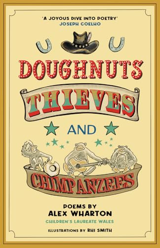 Book cover featuring a cowboy hat, horseshoes, and three chimpanzees playing musical instruments.