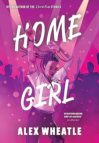 Book cover: young woman dancing with arms raised, purple and pink background.