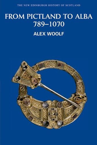 Book cover with ornate Pictish brooch, title: “From Pictland to Alba.”