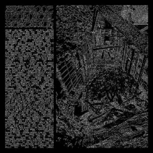 Black and silver splatter vinyl record cover with distressed building imagery.