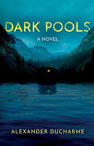 Book cover showing a dark, silhouetted building on a lake surrounded by misty mountains.