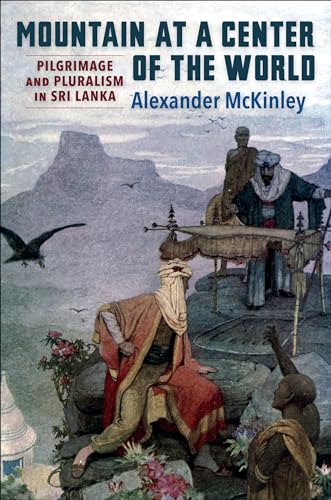 Book cover depicting a mountain, figures, and religious imagery in Sri Lanka.