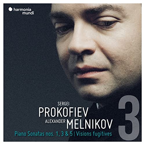 CD cover featuring pianist Alexander Melnikov and composer Sergei Prokofiev’s name.