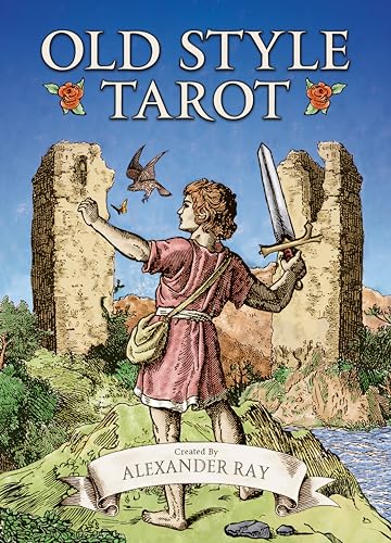Old Style Tarot deck cover with illustration of a knight and ruins.