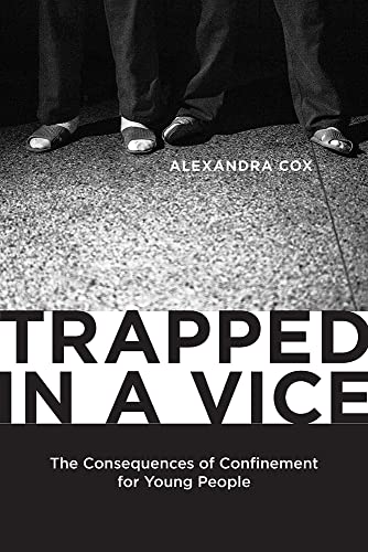 Book cover: feet in a dimly lit space, title “Trapped in a Vice”.