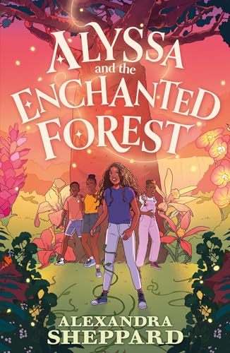 Book cover: children standing in a vibrant, fantastical forest.