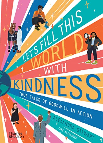Book cover with colorful rays, diverse people, and a globe.
