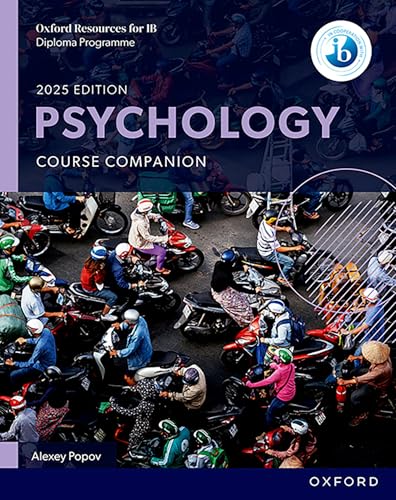 Textbook cover for IB Psychology 2025 edition featuring a high-angle view of crowded motorbikes.