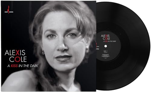 Alexis Cole A Kiss in the Dark vinyl record cover and black vinyl disc.
