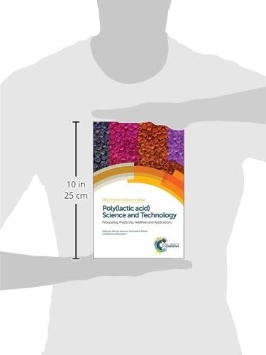 Book cover with colorful button-like pattern, titled "Poly(lactic acid) Science and Technology".