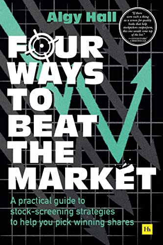 Book cover: "Four Ways to Beat the Market" by Algy Hall, with graph imagery.