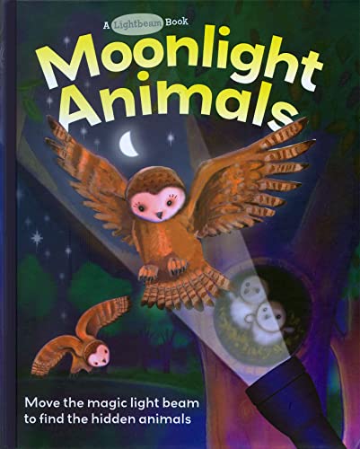 Book cover: "Moonlight Animals" featuring an owl in flight and a flashlight beam.