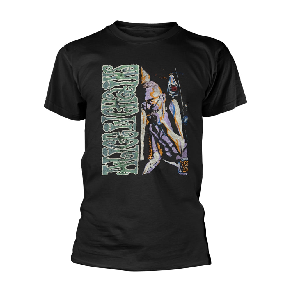 Black t-shirt with Alice in Chains "Sickman" album art graphic.