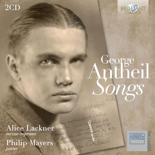 CD cover featuring a portrait of composer George Antheil and sheet music.