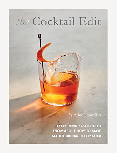 Book cover featuring a cocktail in a glass with a large ice cube.