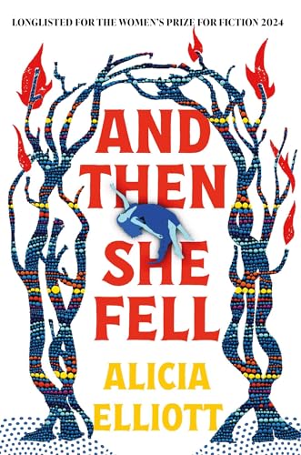 Book cover: “And Then She Fell” with a falling figure in blue.