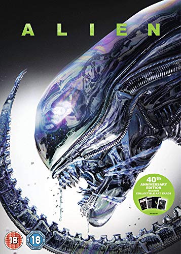 DVD cover art featuring a detailed, metallic Alien creature head against a white background.