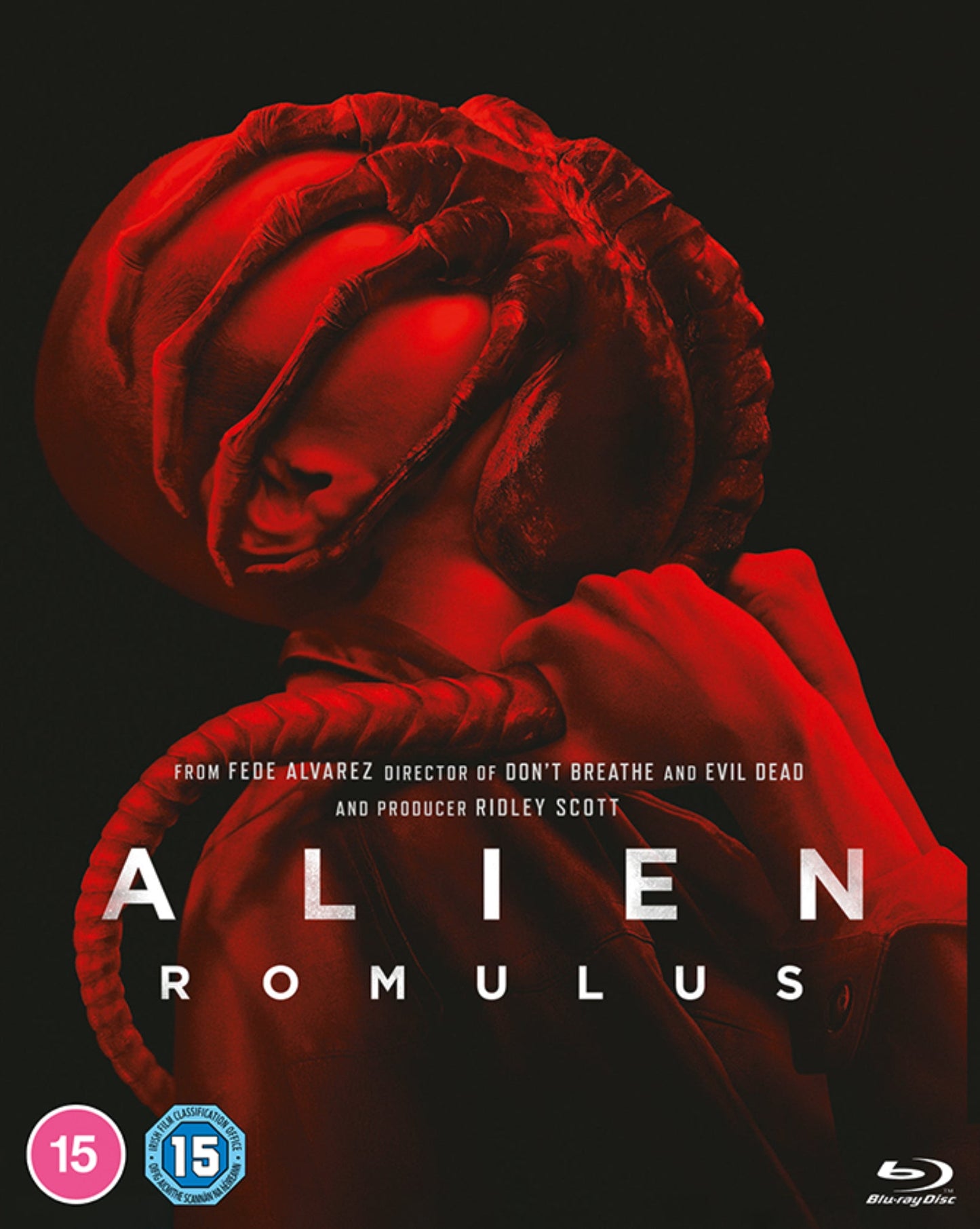 Alien Romulus Blu-ray cover featuring a close-up of a creature's face.