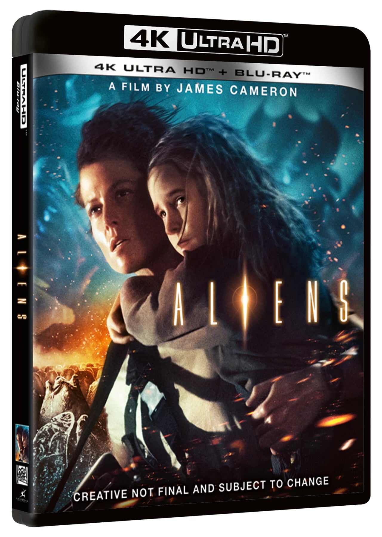 Aliens" Blu-ray cover featuring Ripley and a space marine in a dark, futuristic setting.
